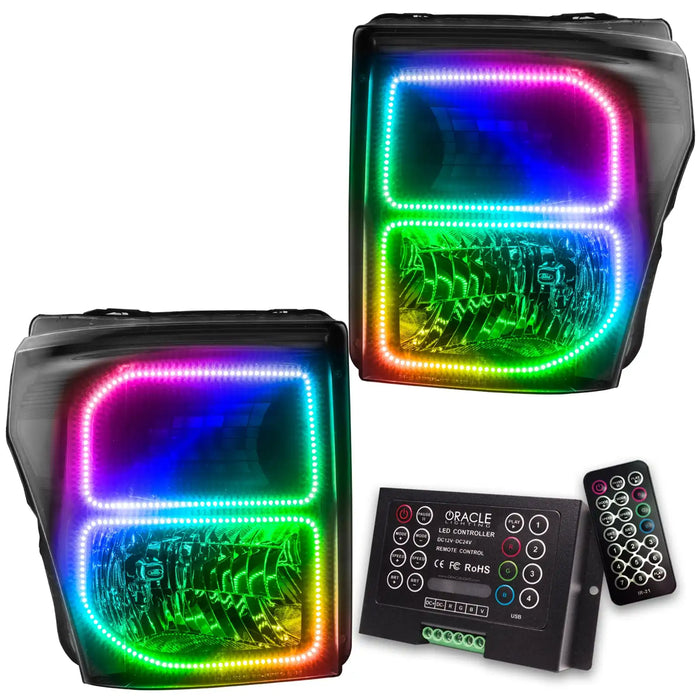 2011-2016 Ford F-250/F-350 Super Duty Pre-Assembled Headlights - Black with 2.0 Controller.