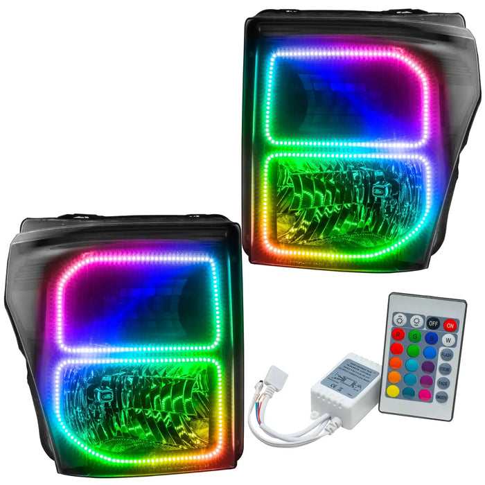 2011-2016 Ford F-250/F-350 Super Duty Pre-Assembled Headlights - Black with Simple Controller.