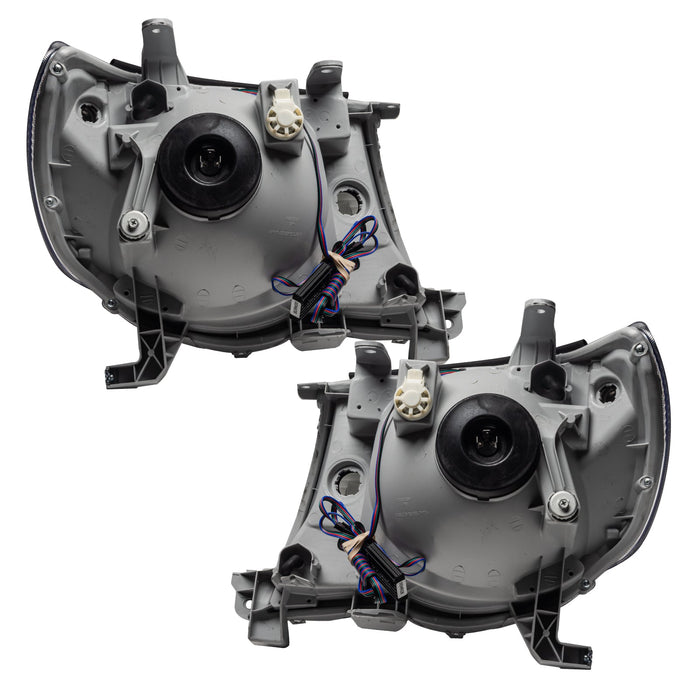 Rear view of 2005-2011 Toyota Tacoma Pre-Assembled Halo Headlights-Black
