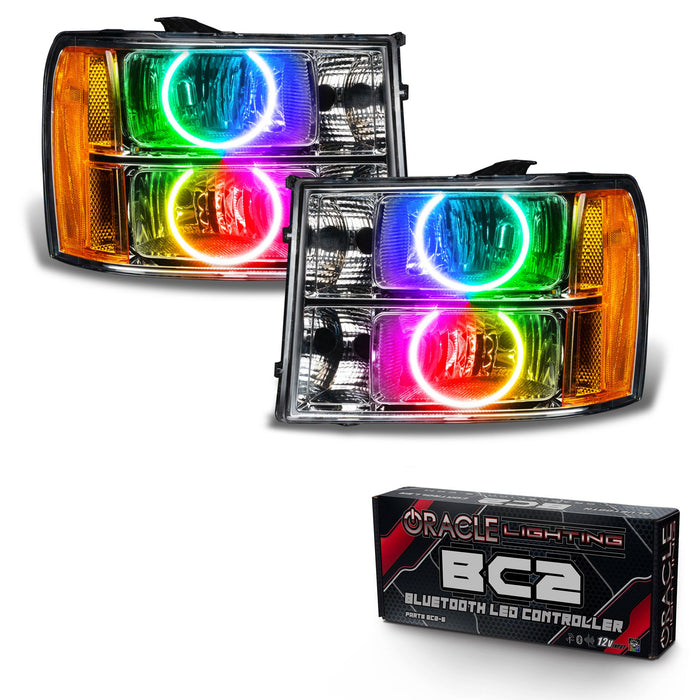 2007-2013 GMC Sierra Pre-Assembled Halo Headlights - Round Ring Design