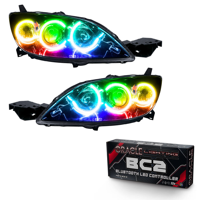 2004-2009 Mazda 3 Pre-Assembled Halo Headlights - 4DR HALOGEN STYLE