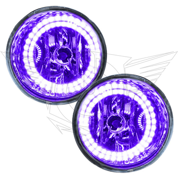 2004-2007 Nissan Armada Pre-Assembled Fog Lights with purple LED halo rings.