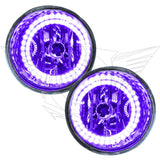 2004-2007 Nissan Armada Pre-Assembled Fog Lights with purple LED halo rings.