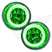 2004-2015 Nissan Titan Pre-Assembled Fog Lights with green LED halo rings.