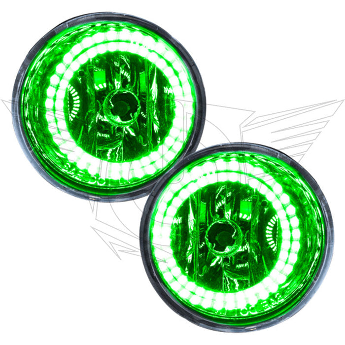 2004-2015 Nissan Titan Pre-Assembled Fog Lights with green LED halo rings.