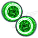 2004-2015 Nissan Titan Pre-Assembled Fog Lights with green LED halo rings.
