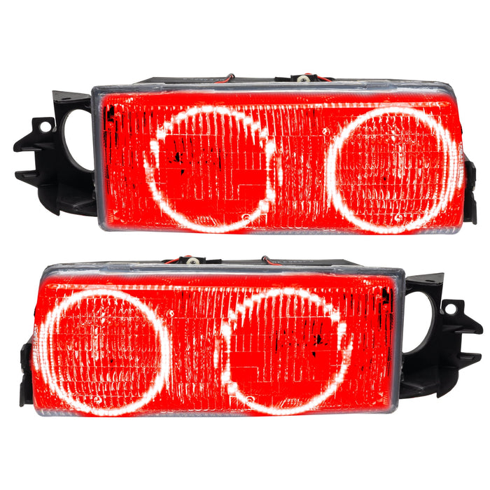 1991-1996 Chevrolet Caprice Pre-Assembled Halo Headlights with red LED halo rings.
