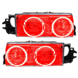 1991-1996 Chevrolet Caprice Pre-Assembled Halo Headlights with red LED halo rings.