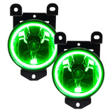 2001-2006 GMC Yukon-Denali Pre-Assembled Halo Fog Lights with green LED halo rings.