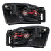 Rear view of 2007-2008 Dodge Ram Pre-Assembled Halo Headlights - Black