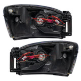 Rear view of 2007-2008 Dodge Ram Pre-Assembled Halo Headlights - Black