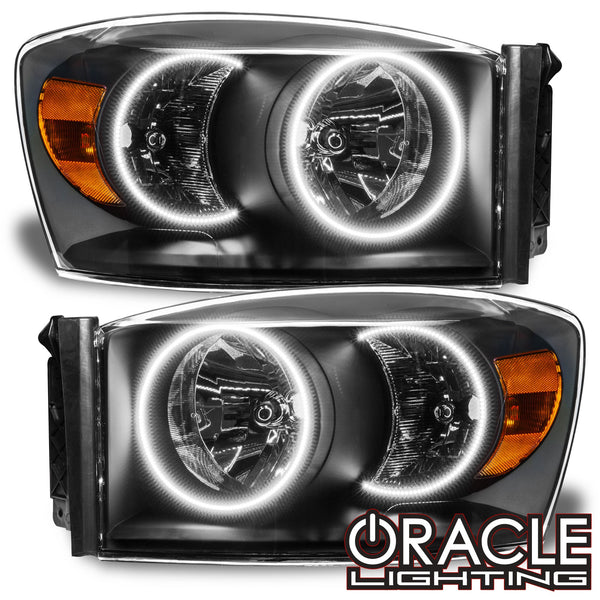 2007-2008 Dodge Ram Pre-Assembled Halo Headlights - Black