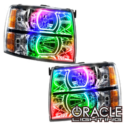 2007-2013 Chevrolet Silverado Pre-Assembled LED Square Style Halo Headlights - (Chrome Housing)