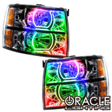 2007-2013 Chevrolet Silverado Pre-Assembled LED Square Style Halo Headlights - (Black Housing)