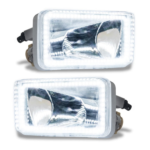 2007-2015 Chevrolet Silverado Pre-Assembled Fog Lights - Square Style Halo with white halos.