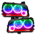 2005-2010 Dodge Charger Pre-Assembled Headlights - Non HID - Triple Halo with rainbow halos.