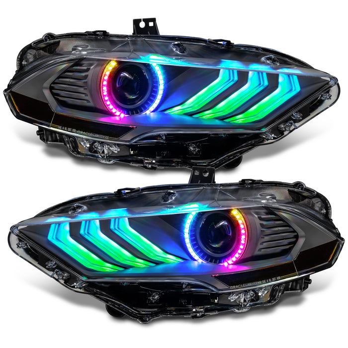 1 Set of 2018-2023 Ford Mustang "Black Series" Dynamic ColorSHIFT® LED Headlights w/ Sequential Turn Signal