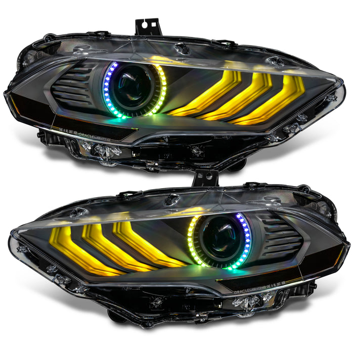 1 Set of 2018-2023 Ford Mustang "Black Series" Dynamic ColorSHIFT® LED Headlights w/ Sequential Turn Signal