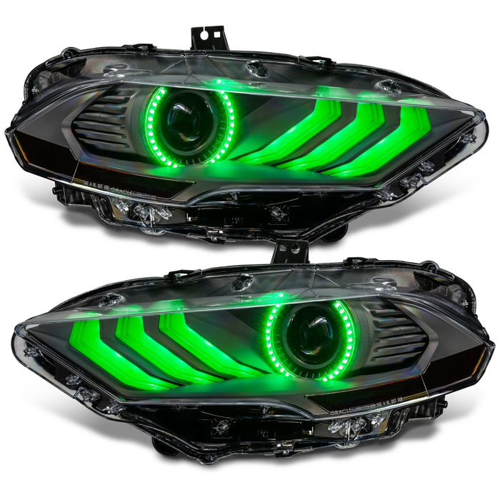 1 Set of 2018-2023 Ford Mustang "Black Series" Dynamic ColorSHIFT® LED Headlights w/ Sequential Turn Signal
