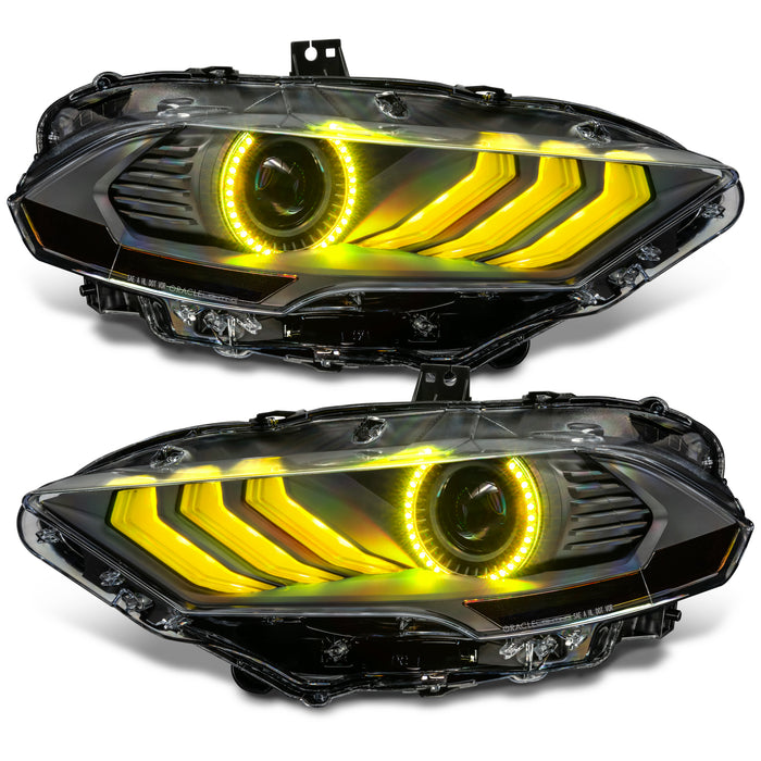 1 Set of 2018-2023 Ford Mustang "Black Series" Dynamic ColorSHIFT® LED Headlights w/ Sequential Turn Signal