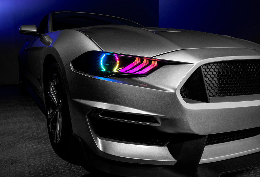 1 Set of 2018-2023 Ford Mustang "Black Series" Dynamic ColorSHIFT® LED Headlights w/ Sequential Turn Signal