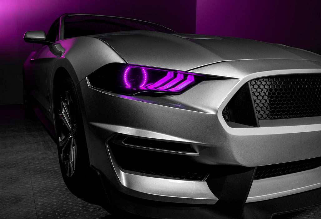 1 Set of 2018-2023 Ford Mustang "Black Series" Dynamic ColorSHIFT® LED Headlights w/ Sequential Turn Signal