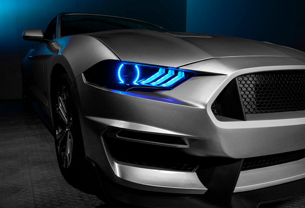 1 Set of 2018-2023 Ford Mustang "Black Series" Dynamic ColorSHIFT® LED Headlights w/ Sequential Turn Signal