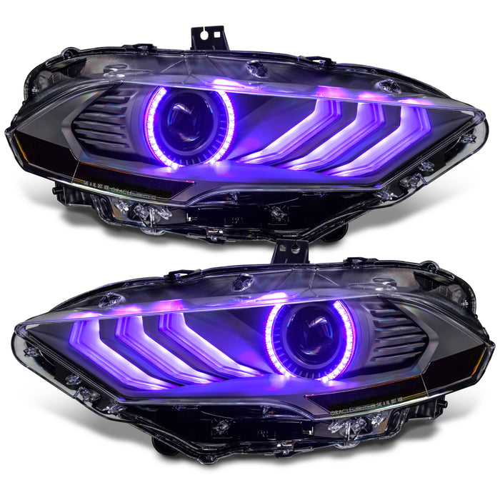1 Set of 2018-2023 Ford Mustang "Black Series" Dynamic ColorSHIFT® LED Headlights w/ Sequential Turn Signal