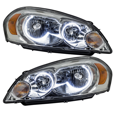 2006-2013 Chevrolet Impala Non-Projector Pre-Assembled Halo Headlights with white LED halo rings.