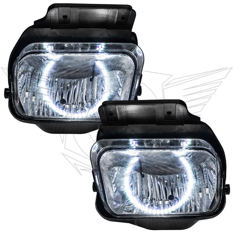 2003-2006 Chevy Silverado Pre-Assembled Halo Fog Lights with white halos.