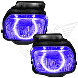 2003-2006 Chevy Silverado Pre-Assembled Halo Fog Lights with purple halos.