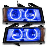 2004-2012 Chevrolet Colorado Pre-Assembled LED Halo Headlights with blue halo rings.