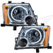 2005-2014 Nissan Xterra Pre-Assembled LED Halo Headlights with white LED halo rings.