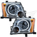 2005-2014 Nissan Xterra Pre-Assembled LED Halo Headlights with white LED halo rings.