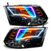 2009-2018 RAM ColorSHIFT Switchback Quad Pre-Assembled Halo Headlights - Black Housing