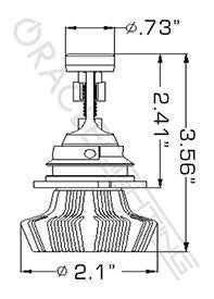 LED bulb diagram with measurements.