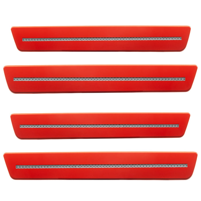 2015-2023 Dodge Challenger Concept Sidemarker Set with bright red paint and clear lenses.
