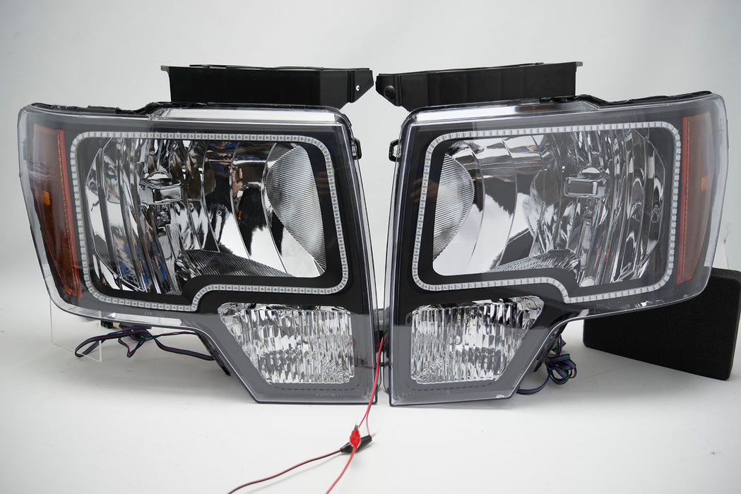 2009-14 Ford F-150 Headlights with ORACLE RGB ColorSHIFT Halos + ColorSHIFT RGB Remote