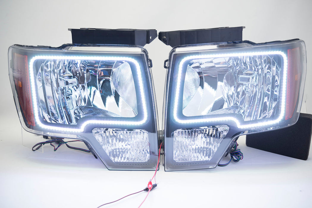 2009-14 Ford F-150 Headlights with ORACLE RGB ColorSHIFT Halos + ColorSHIFT RGB Remote