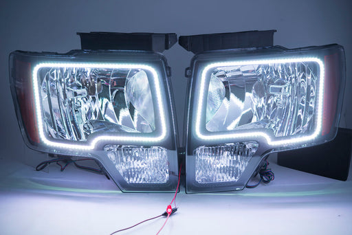 2009-14 Ford F-150 Headlights with ORACLE RGB ColorSHIFT Halos + ColorSHIFT RGB Remote