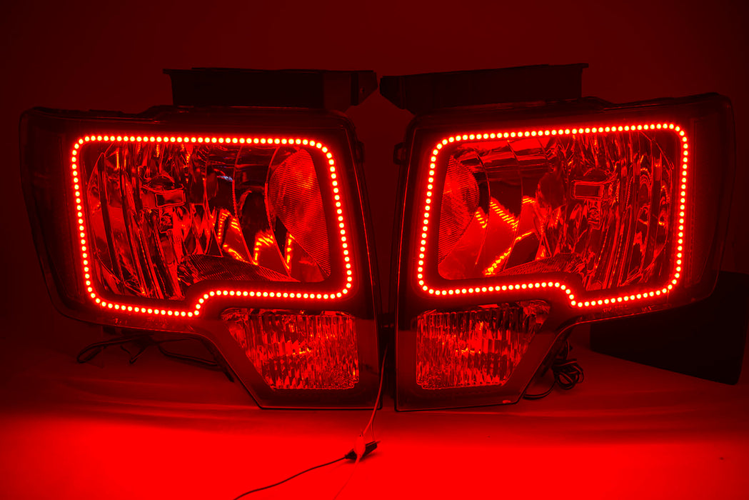 2009-14 Ford F-150 Headlights with ORACLE RGB ColorSHIFT Halos + ColorSHIFT RGB Remote