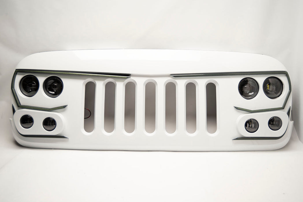 ORACLE Vector Grill BRIGHT WHITE PW7 - 2007-17 Jeep Wrangler w/ LED Headlights, Hi Beams, DRLs