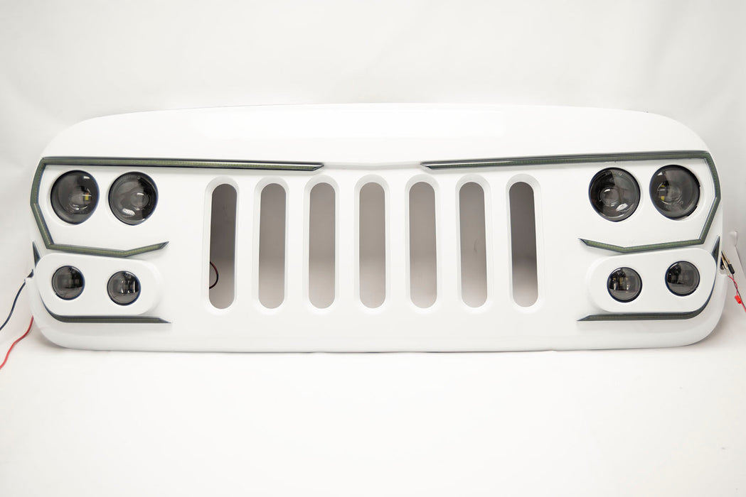 ORACLE Vector Grill BRIGHT WHITE PW7 - 2007-17 Jeep Wrangler w/ LED Headlights, Hi Beams, DRLs