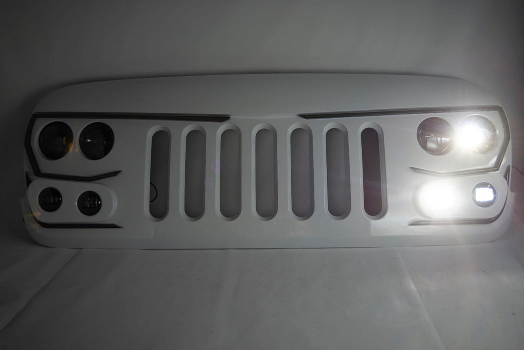 ORACLE Vector Grill BRIGHT WHITE PW7 - 2007-17 Jeep Wrangler w/ LED Headlights, Hi Beams, DRLs