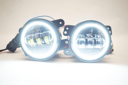 Jeep Wrangler Dodge Mopar LED Hi-Power Fog Lights + ORACLE White LED Halos