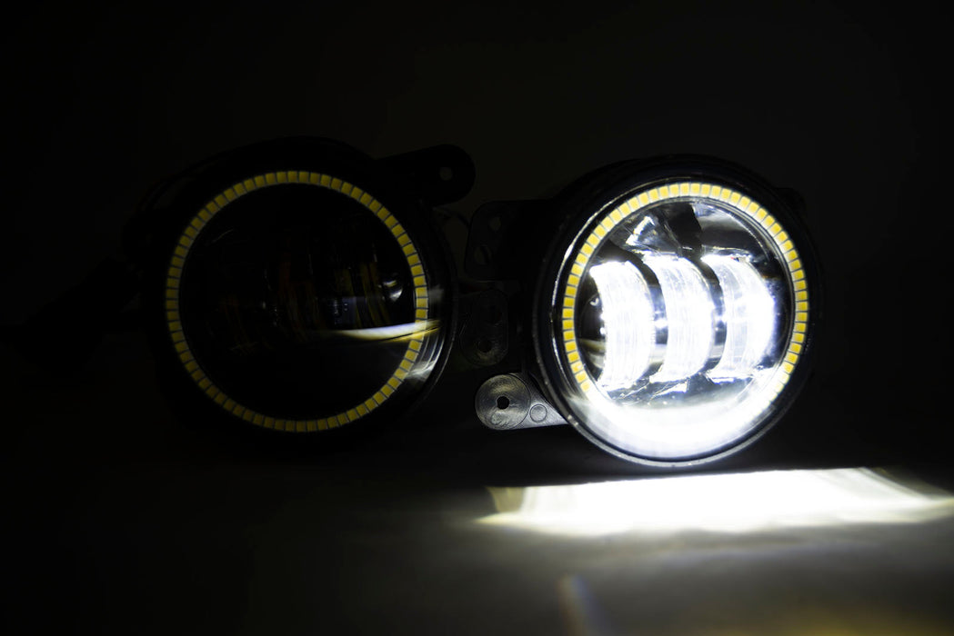 Jeep Wrangler Dodge Mopar LED Hi-Power Fog Lights + ORACLE White LED Halos
