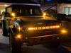 Ford Bronco with amber orange LED letter badges installed