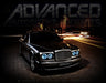Three quarters view of a Bentley Arnage with white LED headlight halo rings installed.