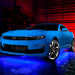 Blue Camaro with blue LED underglow.