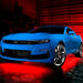 Blue Camaro with red LED underglow.